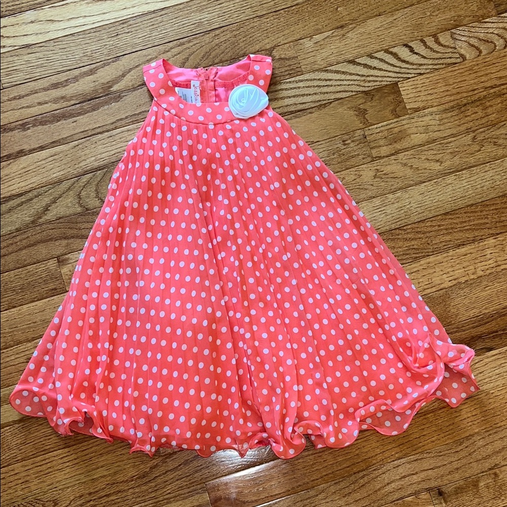 Jessica Ann Coral and White Polka Dot Dress